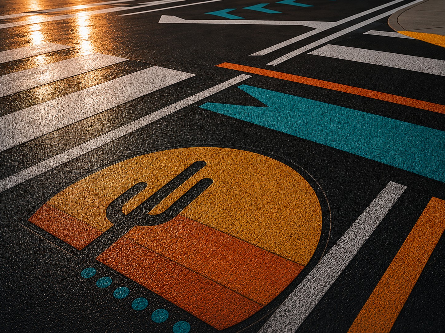 Street intersection after StreetPro decorative pavement pattern and coating