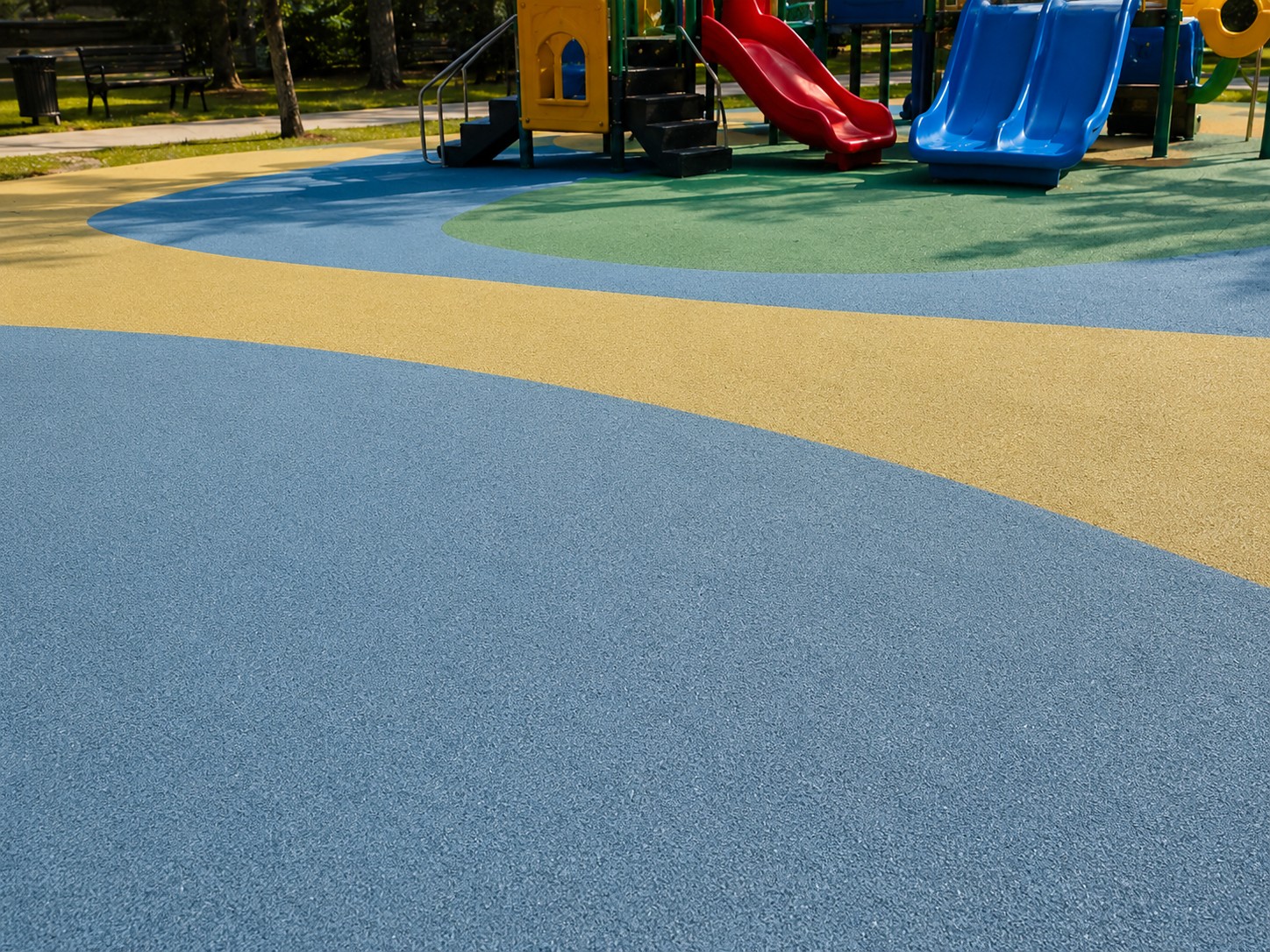 Colorful decorative pavement coating for playground asphalt surfaces