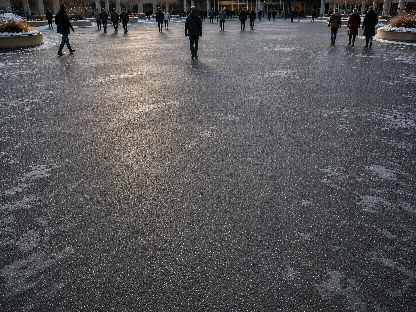 Commercial plaza asphalt before decorative pavement coating