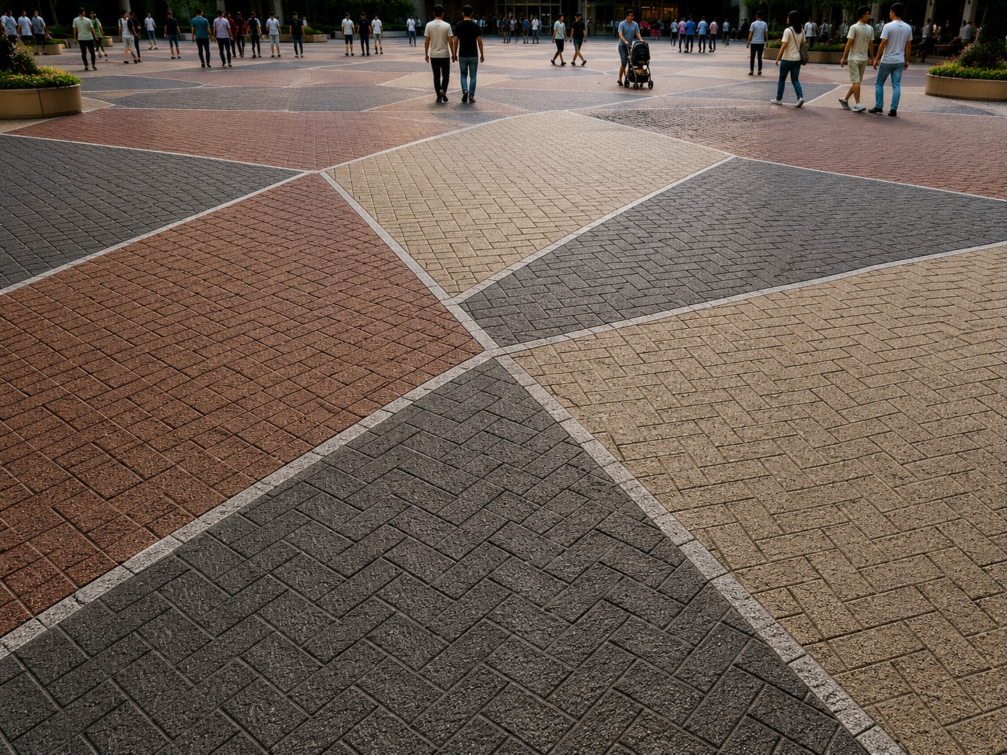 Commercial plaza after StreetPro decorative asphalt coating
