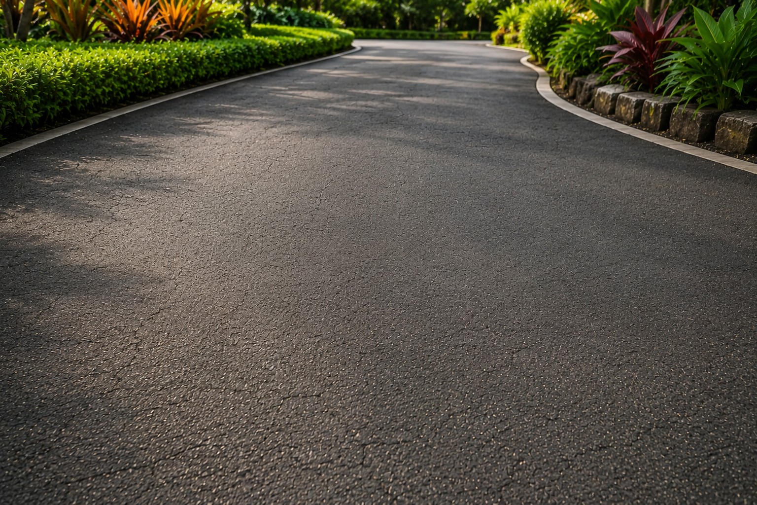 Public walkway asphalt before StreetPro coating transformation